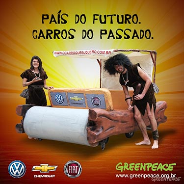Greenpeace lança carro da Idade da Pedra