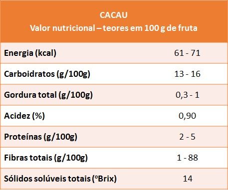 valor nutricional cacau