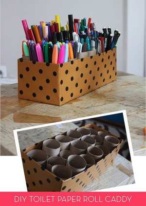 Porta-lápis feito de caixa de sapato