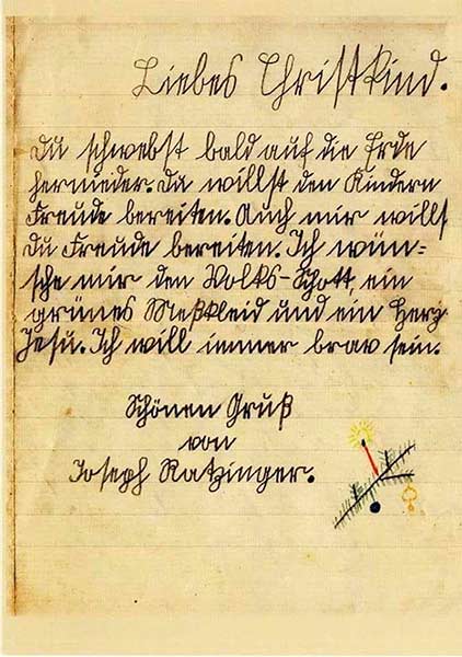 Carta ao Menino Jesus do jovem Joseph Ratzinger/Twitter